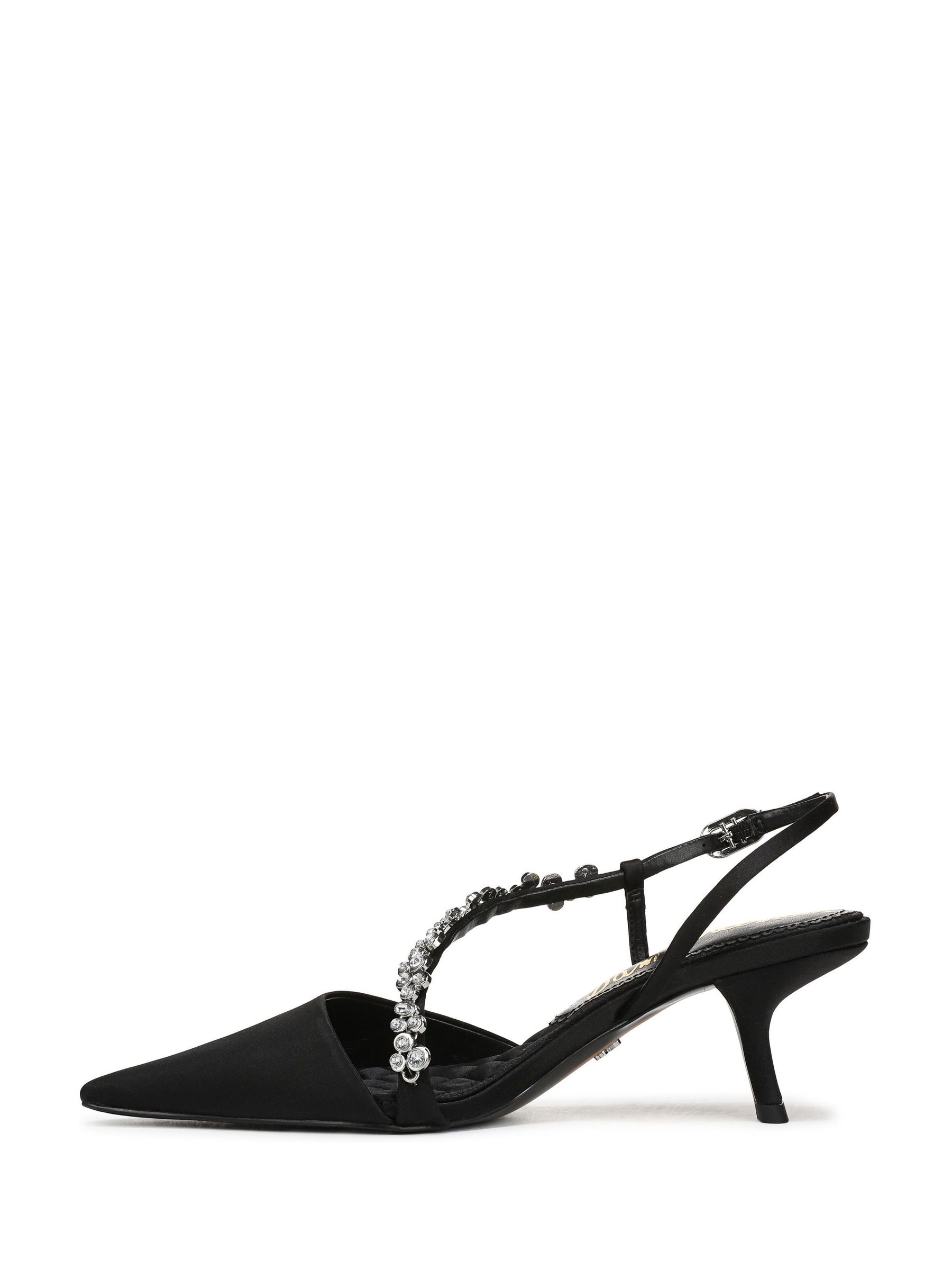 RID262 Black Signature Leather Point Toe Tube Strap Kitten Heels - Image 2