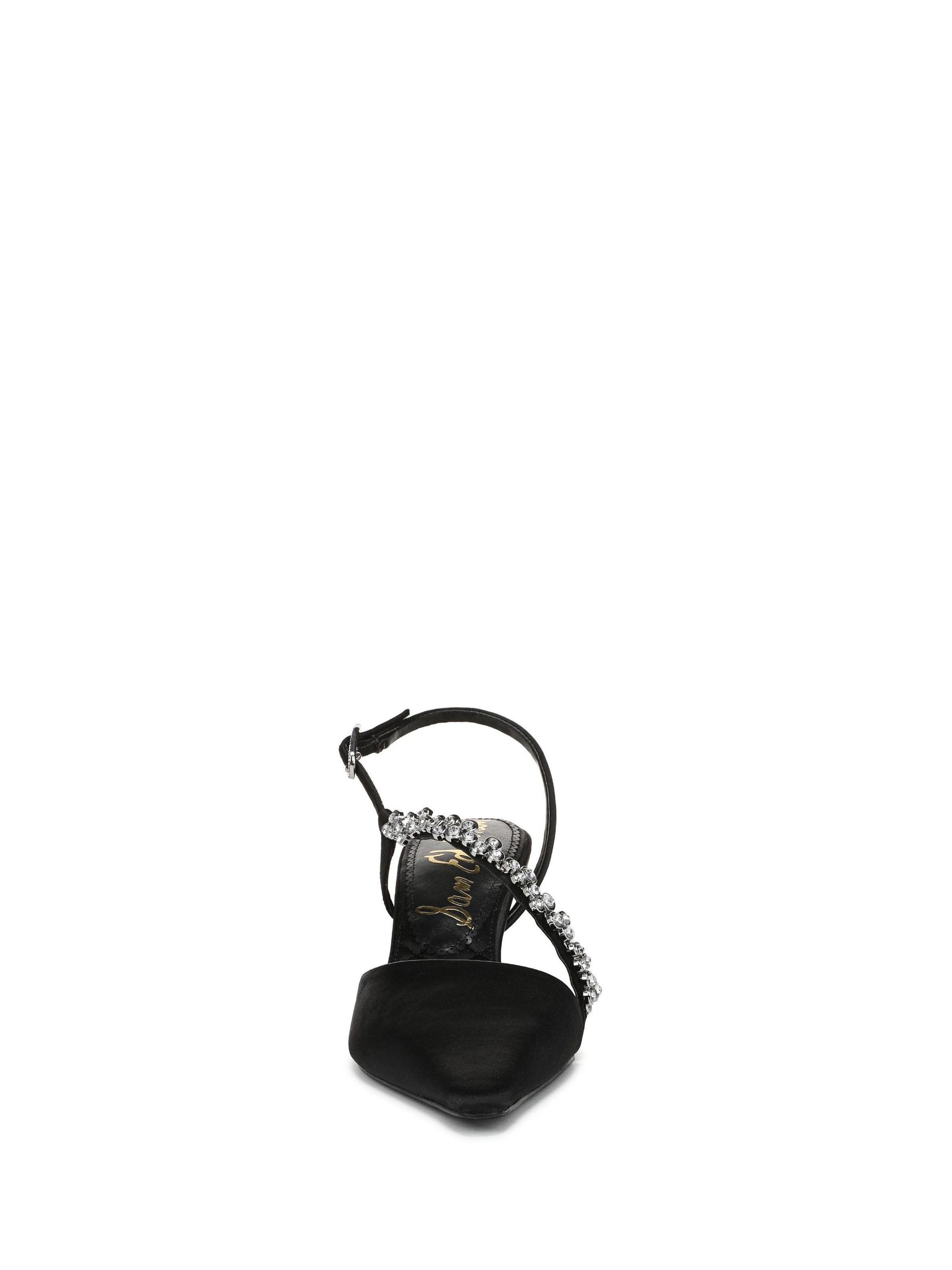 RID262 Black Signature Leather Point Toe Tube Strap Kitten Heels - Image 3
