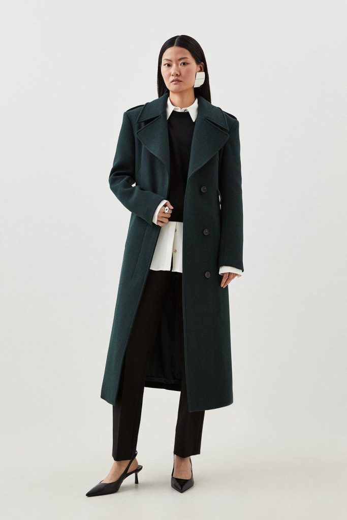 RID226 Wool Blend Strong Shoulder Coat