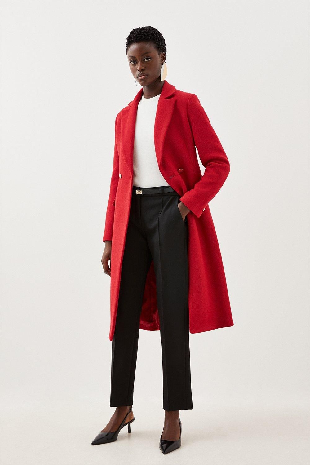 RID227 Wool Mix Button Detail Belted Midi Coat - Image 3