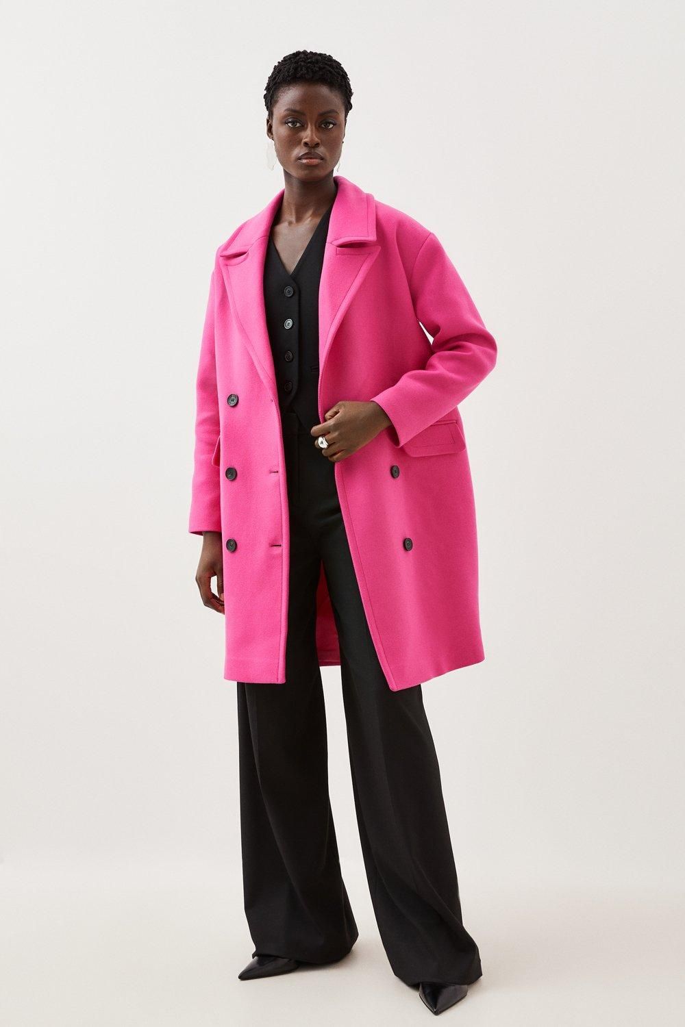 RID224 Wool Blend Tailored Double Breasted Midi Coat