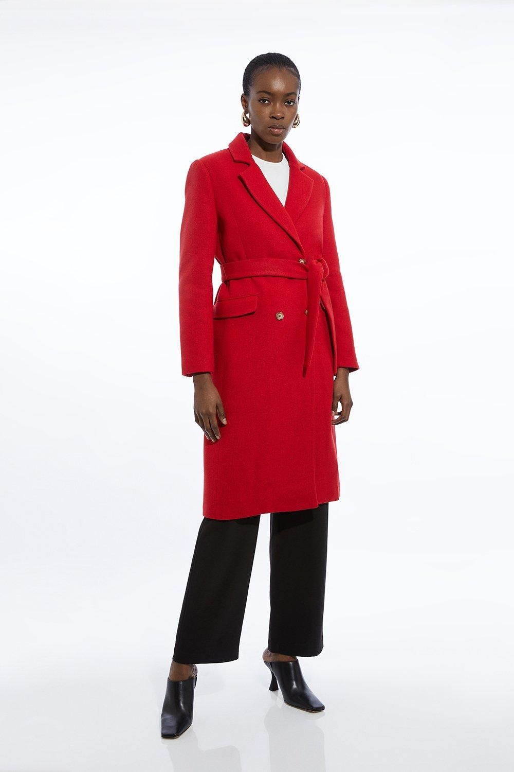 RID234 Wool Blend Tailored Belted Midi Coat - Image 3