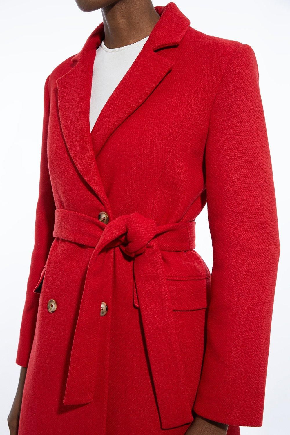RID234 Wool Blend Tailored Belted Midi Coat - Image 4