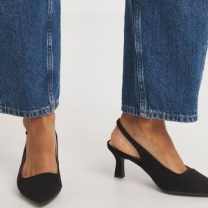 RID272 Black Kitten Heeled Strappy Sandals