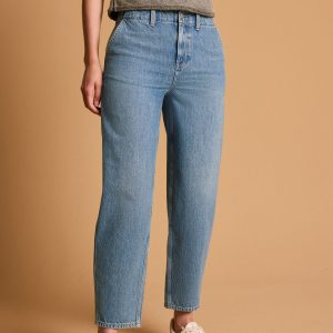 RID247 Mid Wash 100% Cotton Balloon Barrel Jeans