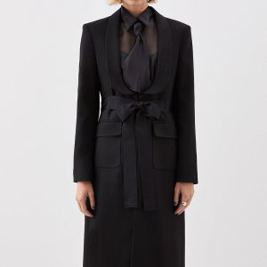 RID225 The Founder Premium Twill Tie Waist Detail Maxi Coat