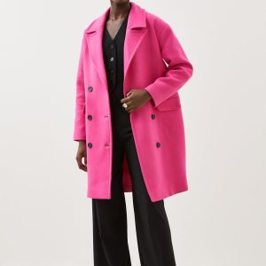 RID224 Wool Blend Tailored Double Breasted Midi Coat